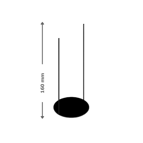 OrigaSens - Contre-électrode à Grille de Platine (Pt) 160 mm - 225M/cm2 - ø tige : 1.4 mm - øinf. : 60 mm - øsup. : 0.13 mm  