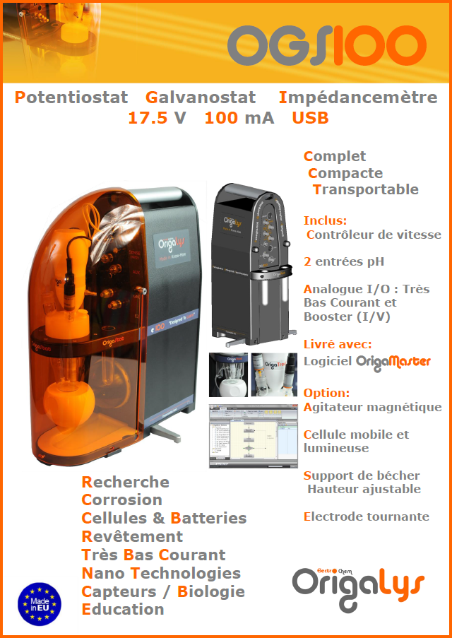 Brochure du Potentiostat Galvanostat Impedancemètre OGS100